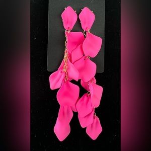 Long Hot Pink Dangle Earrings